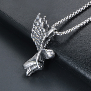 Collar con colgante de ángel, alas de plata tibetana, joyería de moda, regalo para hombres y mujeres SP767 - Product Image 3
