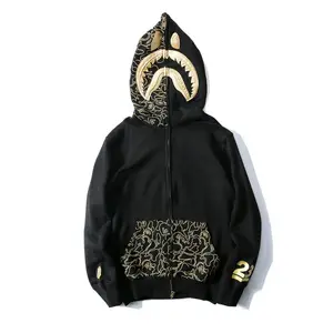 Golden foil bling color OEM custom zip up hoodie cropped hoodie men