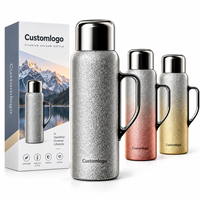 Bouteille d'eau portable de luxe personnalisée en titane à double paroi de 27 oz avec couvercle à bouton-poussoir et bec verseur, grande capacité, avec poignée de transport pour la maison