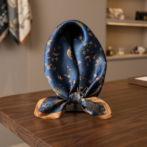 Foulard en Soie 100% pour Femme, Motif Géométrique Rétro Carré, 68*68cm, Protection du Cou, Bandeau Français, Rayé, Animal, Feuille, pour Adulte, Idéal Été Décontracté - Product Image 3