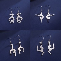 Boucles d'oreilles série de gymnastique artistique en acier inoxydable gymnaste Ballet danse en forme de boucles d'oreilles à la mode sport bijoux cadeau