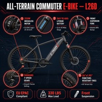 Vélo de montagne électrique léger 250W, cadre en acier haute teneur en carbone, batterie au lithium 10.4AH, vélo de montagne électrique