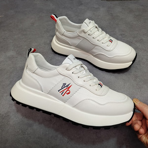 Pure White Lace up Retro Shoes with Contrasting Stripes on the Side Lightweight and Breathable - Product Image 1