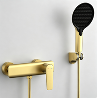 Robinet de douche apparent monocommande en nickel brossé HONGDEC avec douchette à pression multi-jets et ensemble de robinetterie en laiton massif