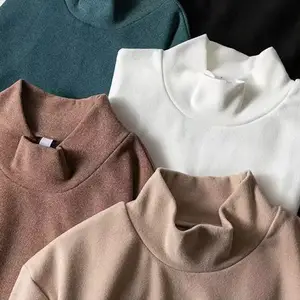 Autumn and winter bottoming shirt for men 2023 new mid-collar long-sleeved T-shirt half turtleneck warm inner clothing