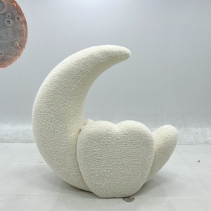 เก้าอี้โซฟาทรงพระจันทร์สไตล์ครีม MR สำหรับห้องนั่งเล่น ระเบียง ดีไซน์เรียบง่ายทันสมัย เก้าอี้พักผ่อนเดี่ยว - Product Image 3