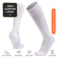 Chaussettes de compression personnalisées avec logo OEM, hauteur genou, soutien gradué de la voûte plantaire, athlétiques, respirantes, en nylon, unisexes