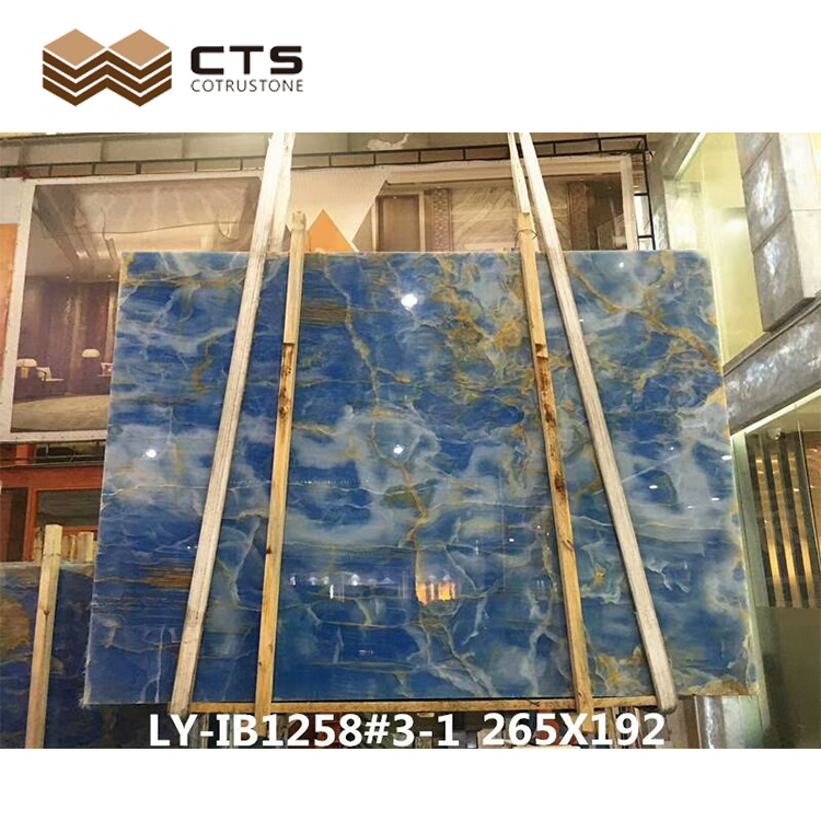 Luxury Blue Irregular Veins Fancy Design Style Natural Interior Floor Wall Onyx Slabs