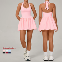 Rok Tenis Tanpa Lengan Berbahan Nilon Spandex dengan Renda dan Bantalan Empuk untuk Wanita, Cocok untuk Lari dan Kebugaran di Luar Ruangan (Gaya Eropa Amerika)