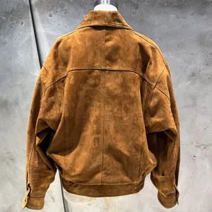 Veste surdimensionnée pour femmes de haute qualité, veste en cuir de mouton véritable, veste en daim vintage - Product Image 2