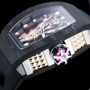 Reloj Automático Deportivo de Alta Precisión, Resistente al Agua, Multifunción, Tourbillon, Fibra de Carbono Negra, Oro Rosa, Diseño Esqueleto - Product Image 5