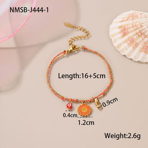 Hawaiian 316L Stainless Steel Wholesale Fashion Bracelets & Bangles 14k 18k <b>Gold</b> Plated Ocean Daisy <b>String</b> Bracelet for Women - Product Image 4