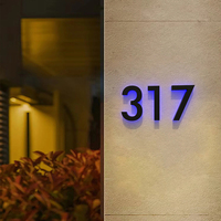 Numéros de porte en métal brossé pour hôtel, maison, entreprise, numéros LED personnalisés en acier inoxydable rétroéclairés, numéros de porte illuminés