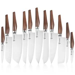Набор кухонных ножей Asiakey из высокоуглеродистой стали, комплект из 10 резцов для мясника с деревянной ручкой Pakka