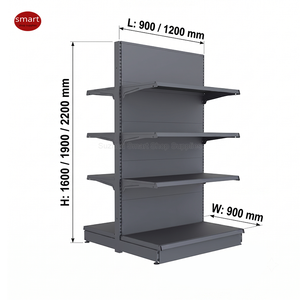 重型双面货架 商业超市展示架 零售杂货店金属架 实心背板支架 - Product Image 4