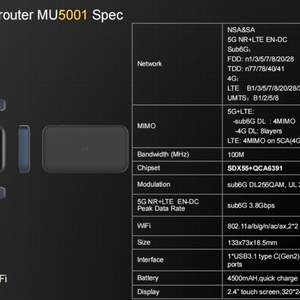 Routeur sans fil 5G ZTE MU5001, routeur WiFi mobile avec écran tactile couleur - Product Image 6
