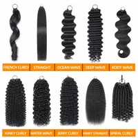 Extensions de cheveux humains bouclés au crochet, tresses sans nœuds, mèches de cheveux humains bouclés birmans pré-bouclées