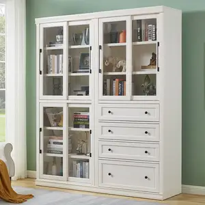 Nordische Bibliothek Möbel Lagerung Kinder schrank Wohnzimmer Bücherregal mit Glas BookS helvese 1 Bücherregal Bücherregal