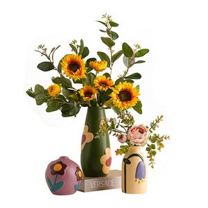 Vase en céramique peint à la main de style Wabi-Sabi moderne et minimaliste Baihanmei pour arrangement floral dans le salon, entrée ou zone <span class=keywords><strong>TV</strong></span> - Product Image 6