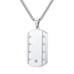 Pendentif <span class=keywords><strong>Alin</strong></span> classique et tendance en argent avec motif Dogtag et chaîne IPS en acier inoxydable, bijoux pour cadeau - Product Image 1