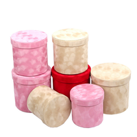Boîtes Cadeaux à Chapeau Cylindriques De Luxe Roses Éternelles Anniversaire en Velours Rose Hautes Rondes Portables avec Couvercle pour Emballage de Fleurs
