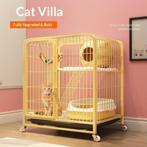 Cage à chat en métal robuste, pour usage domestique en intérieur, très grande, avec espace libre, pliable, toilettes intégrées, toutes saisons - Product Image 2