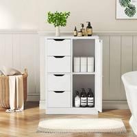 Meuble de rangement moderne avec 4 tiroirs et 1 placard, unité de rangement autoportante pour salon et chambre, console d'entrée