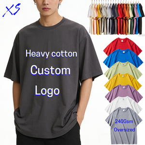 Camisetas Personalizadas de Algodón Grueso de 240 g/m², de Alta Calidad, Holgadas, Casuales, Extra Grandes para Hombre, Impresión de Logotipo DTG DTF, Hombros Caídos - Product Image 1
