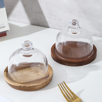 Mini support à gâteau en bois avec couvercle en verre, petit plateau de présentation de desserts, plateau de service pour macarons et mousses, vente en gros, décoration pour événements et fêtes