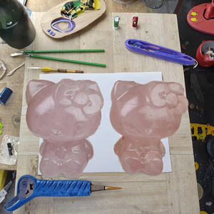 คริสตัลรูปแมวโรสควอตซ์6.5ซม. รูปปั้นคริสตัลบำบัดสำหรับเป็นของขวัญงานฝีมืออื่นๆ - Product Image 2