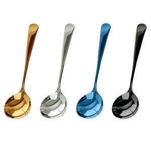 304 Stainless Steel Round Creative Hammered Texture Linen Texture Soup <b>Spoon</b> Tableware Wholesale - Product Image 1
