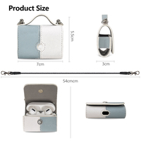 Étui souple pour écouteurs avec sangle, en cuir patchwork contrastant, à porter en bandoulière, pour AirPods Pro