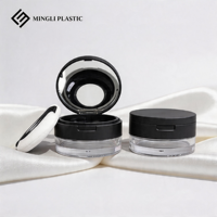 Boîte à poudre compacte ronde noire de 20g en plastique ABS avec filet élastique pour poudre cosmétique, prête à l'emploi par le fabricant