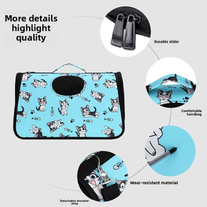 Bolsa de Transporte Transpirable para Mascotas, Bolsa de Viaje para Perros y Gatos con Doble Abertura Grande y Malla Antimosquitos - Product Image 2