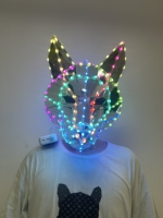 Masque LED tête de renard, casque lumineux RGB programmable pour boîte de nuit, festival et fête d'Halloween