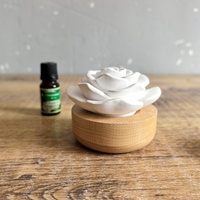 Diffuseur de fleurs de rose, diffuseur passif, diffuseur de parfum d'intérieur avec base en bois, logo personnalisé