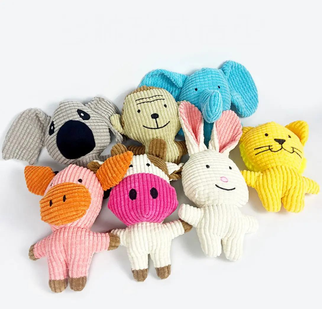 Paquete de juguetes para mascotas para cachorros, juguetes duraderos, venta al por mayor, animales de peluche, cachorros, chirriadores con juguetes para masticar, bonitos y suaves