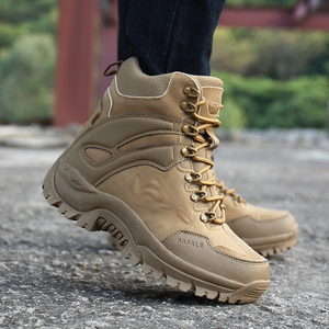 Bottes de randonnée tactiques TSB82 RAFALE, couleur beige, hauteur mi-haute, à lacets, pour l'extérieur, toutes saisons, imperméables, en cuir PU pour hommes - Product Image 1