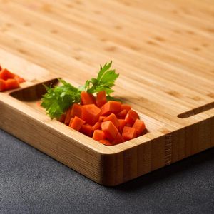 Modern 3-Piece Rectangle Wood Bamboo Tray <b>Set</b> with High Quality Plated Handle <b>Serving</b> Food <b>Dishes</b> for Parties - Product Image 2