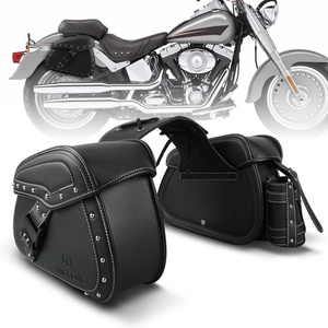 NiceCNC 2 pièces Sacs latéraux universels en cuir PU pour <span class=keywords><strong>moto</strong></span> avec serrure à combinaison Bagages Panier - Product Image 1