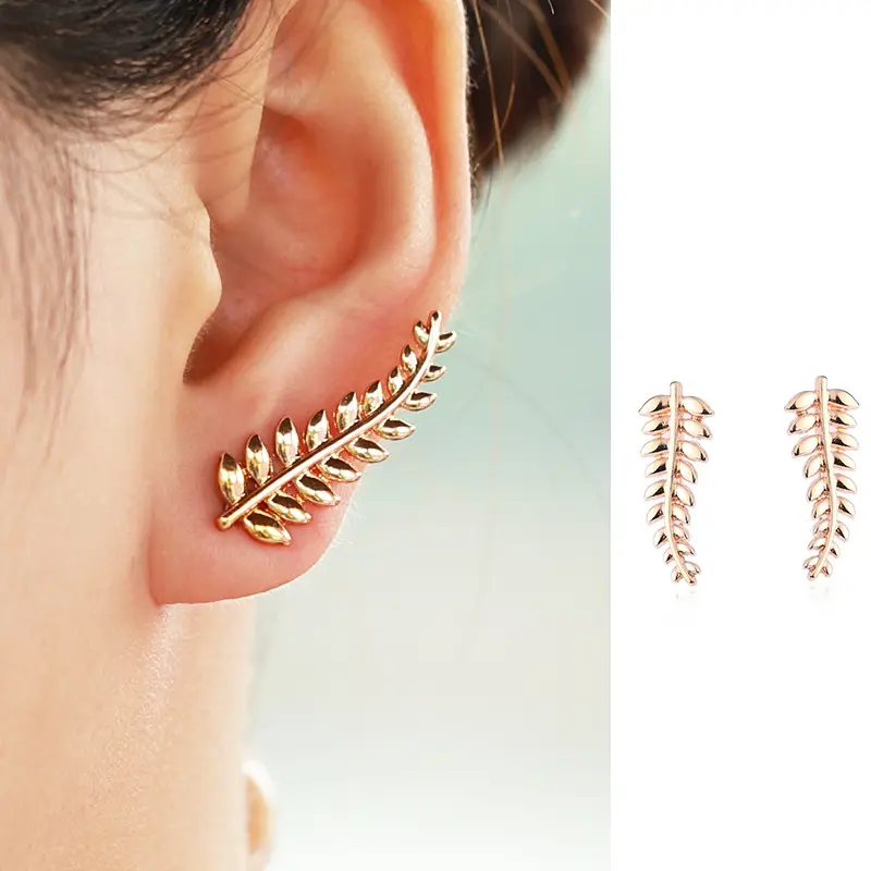 New Wholesale Women Plain Leaf Ear Clip Earring