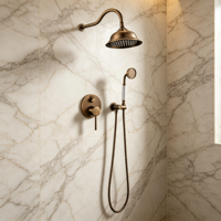 Ensemble de douche antique WEIHAO avec bras flexible courbé, pommeau de pluie, poignée en céramique, douchette à main, double sortie, système de douche vintage