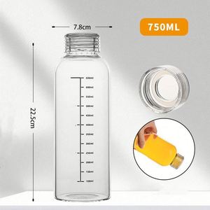 Bouteilles d'eau transparentes modernes avec couvercles, 17 oz, en verre, pour jus, bureau, salles de sport, cafés, promotion des salles de sport - Product Image 2