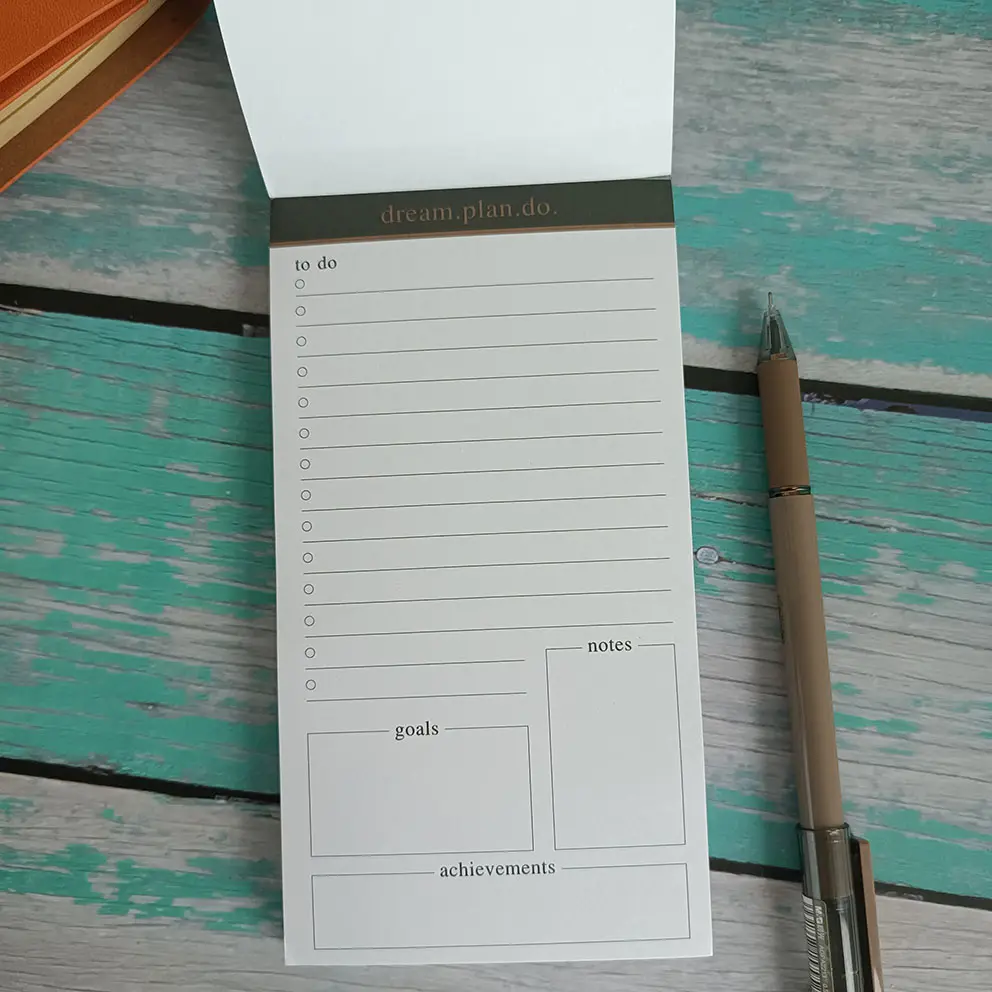 Minibloc de notas de papel pesado personalizado, planificador de actividades, libreta, A6, directo de fábrica