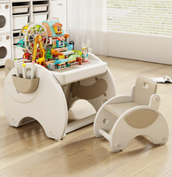 Ensemble table et chaises multifonctionnel pour enfants, table de jeu pliable en plastique pour la peinture, l'étude et les blocs de construction, idéal pour la salle de bain