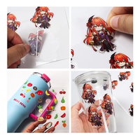 Hoja de Pegatinas Transparentes de Anime para Promoción Minorista y Decoración de Marca, Material de Vinilo Transparente, Adhesivo, Impresión Personalizada