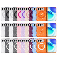 Étui de téléphone transparent magnétique avec support pliable à 360 degrés pour iPhone 18 DUO, effet brillant