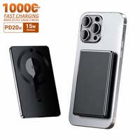 Batterie externe magnétique HYTO format carte de crédit, super fine, PD 20W, 5000mAh, coque en alliage, chargeur sans fil 15W