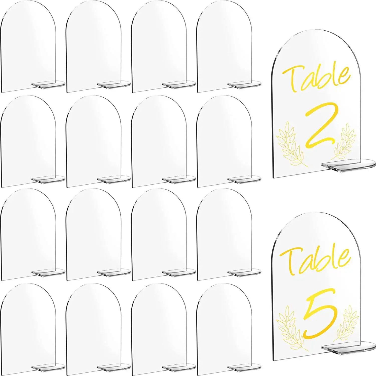 Panneau de Table en acrylique transparent avec Base, feuille acrylique vierge, numéros de Table de mariage, support, panneaux en arc