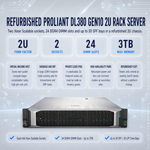 Serveur d'occasion reconditionné DL380 Gen10 ProLiant DL340 DL180 DL388 2U SSD VPN SAS HDD Mail Memory Chassis * DL380 Gen10 reconditionné - Product Image 1
